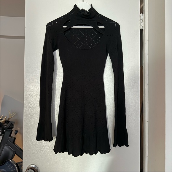 Danielle Guizio Pointelle Knit Turtleneck Dress - Picture 3 of 3